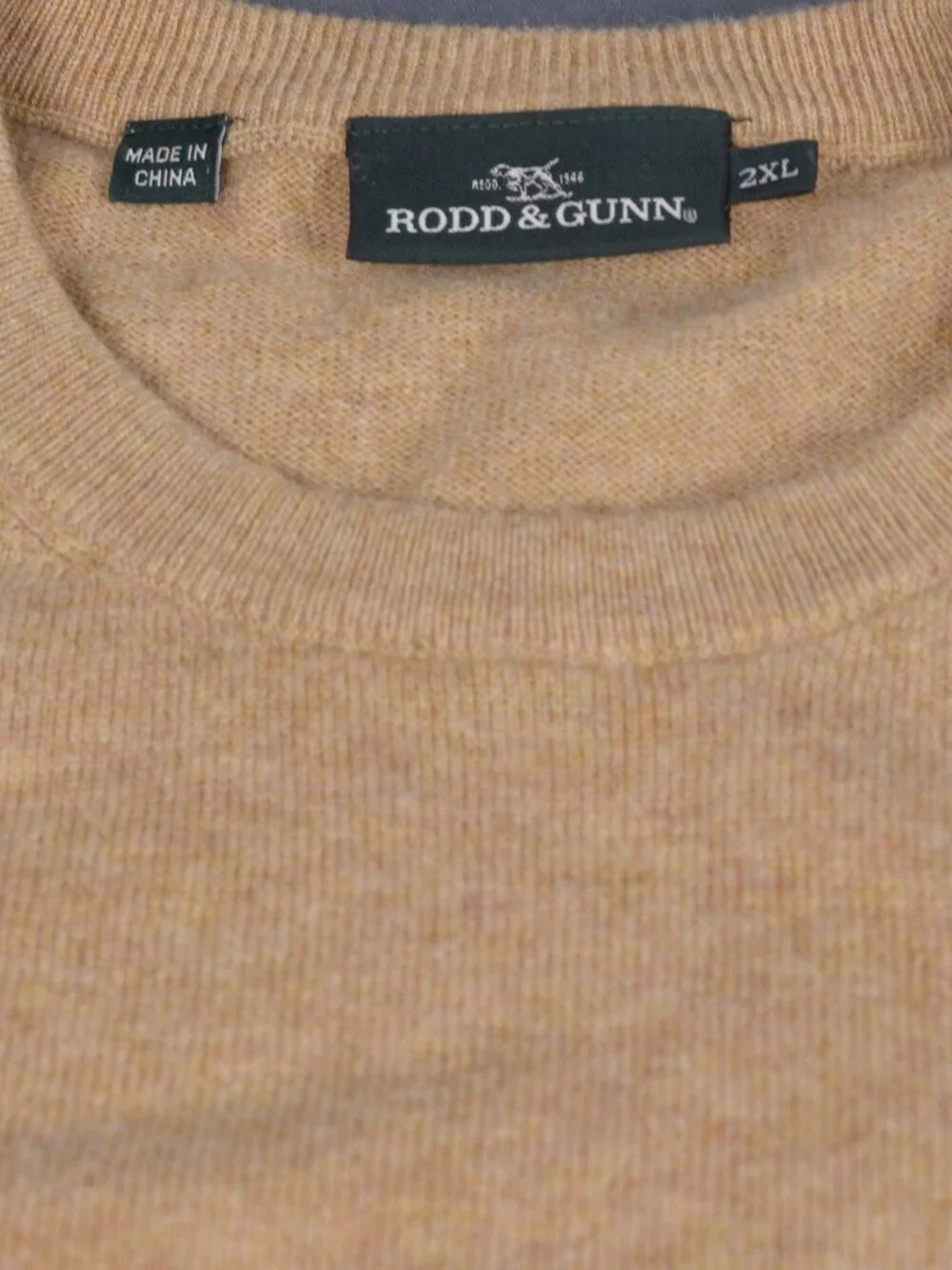 Rodd & Gunn Merino Cashmere Crewneck Sweater Tan Camel Mélange 2XL